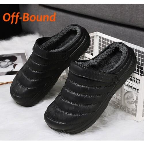 Off-Bound Winter Men Women Slippers Men Waterproof Indoor Fur Plush Furry Warm Slippers House Bedroom Loafers Home Couple Shoes