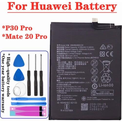 HB486486ECW Battery For Huawei P30 Pro Mate 20 Pro Phone Battery 4200mAh High Quality Replacement Batteries Bateria + Tools