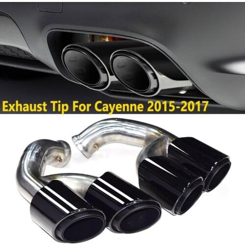 Car Accessories Exhaust Tip For Porsche Cayenne in 2015-2017 Muffler Tip Black Stainless Steel Car Exhaust Pipe Tailpipe
