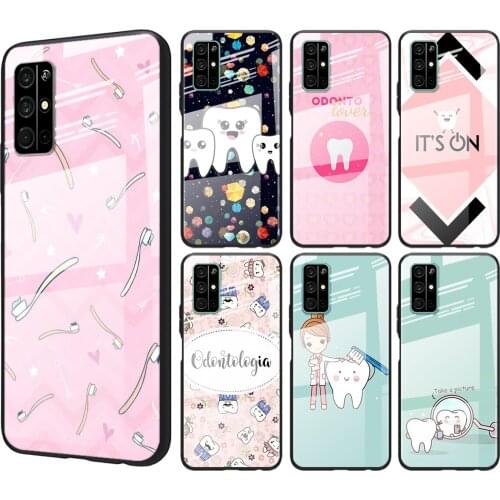 Tempered Glass Cover Dentist Teeth Cartoon For Huawei Honor 30 20 10 9X 8X Pro Plus Lite Shockproof Shell Phone Case