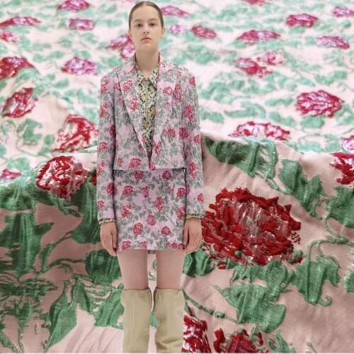 145cm width France import fashion Metallic Jacquard Brocade Fabric, 3D yarn dyed fabric for Women Dress