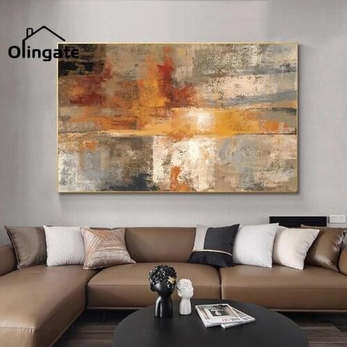 Nordic Gray Gold Artwork Canvas Poster Modern Abstract Wall Picture One Piece Canvas Painting Home Living Drawing Room Decor