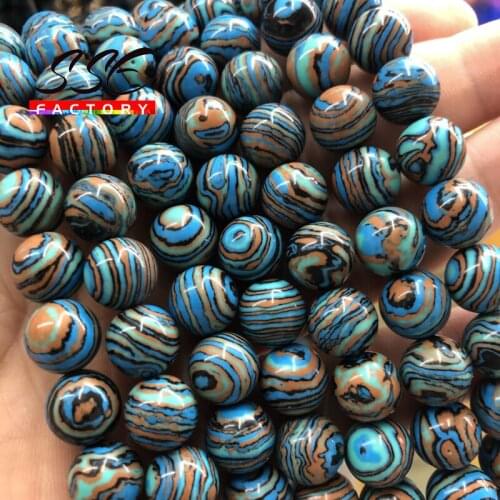 A+ Blue Malachite Stone Beads Round Loose Spacer Beads For Jewelry Making DIY Bracelets Necklace Accessories 4 6 8 10 12MM 15"