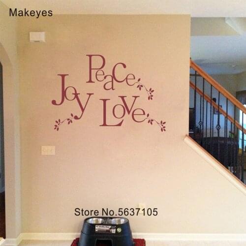 Makeyes Joy Love Christmas Wall Stickers Quotes Wall Decal Vinyl Wallpaper Home Livingroom Decoration Warm House Wall Decor Q498