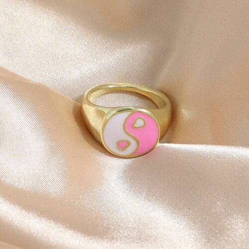 Miwens 2021 Trendy Punk Metai Tai Chi Rings for Women Wonderful Yin Yang Chunky Finger Rings Waterproof Jewelry