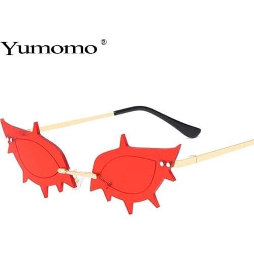 Fashion Frameless Sunglasses Women New Retro Unique Cat Eye Shape Steampunk Sunglasses Women Gafas Shadow UV400 Oculos Feminino