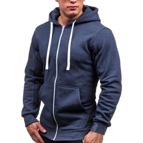 Soft Stylish Solid Color Casual Sweatshirt Autumn Men Jacket Hooded Male Clothing