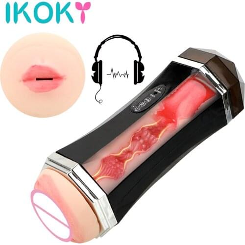 Real Pussy Sex Toys for Men Vibrator Penis Glans Sucking Massager Male Masturbation Machine Women Voice Silicone Toyes Sextoys