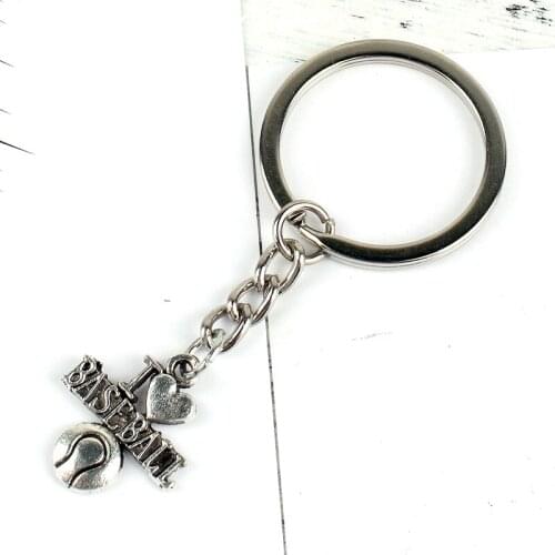 New Fashion Keychain I Love Baseball Pendants DIY Men Jewelry Car Key Chain Ring Holder Souvenir For Gift