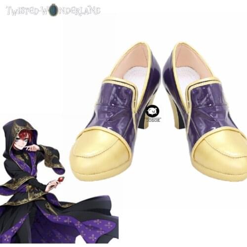 Game Twisted Wonderland Cosplay Shoes Riddle Rosehearts Cosplay With Heel Shoes Cosplay PU Shoes Customized For Costume