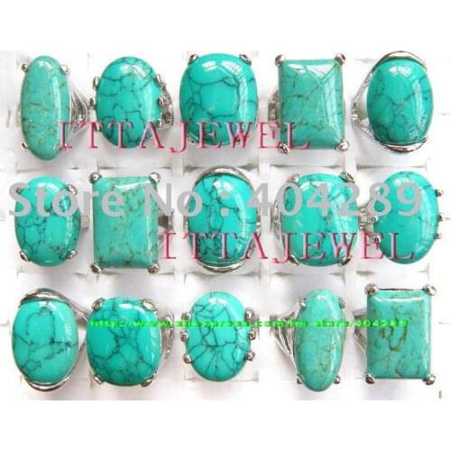 Wholesale 36pcs Huge Turquoise Rings, Synthetic Gemstone Rings, Free Shipping