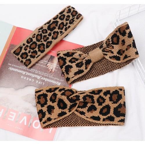 Fashion Leopard Headbands Twist Elastic Turban Hairbands Cross Knot Bandage Bandanas Hairstyling Tools Girls Hair Accessories