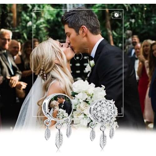 ELESHE Personalized Custom Photo Bead 925 Sterling Silver Dreamcatcher Dangle Charm Fit Original Bracelet Silver 925 Jewelry