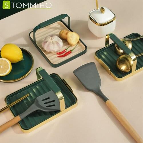 STOMMIHO Storage Rack Shelf Iron Silicone Pan Cover Rack Pot Lid Cooking Spoon Holder Household Organizer Kitchen Accessories