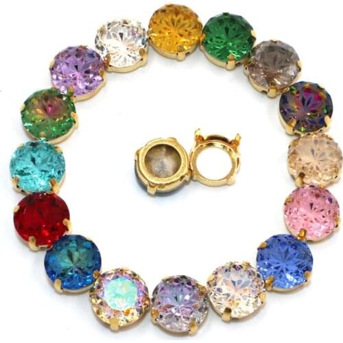 Party DIY Decorations Round Shape Glass Strass Crystal Pointback Rhinestones Gold Claw Setting Sew On Clothing/Wedding Dress