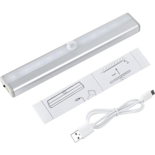 10 LEDs Strip 5V usb Charging Motion Sensor Under Cabinet Light Kitchen Lighting Cupboard Closet Bed Room Light LED Strip Lamp