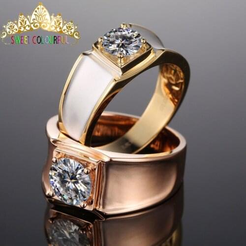 100% 18K 750Au Gold Moissanite Diamond man Ring D color VVS With national certificate MO-0014