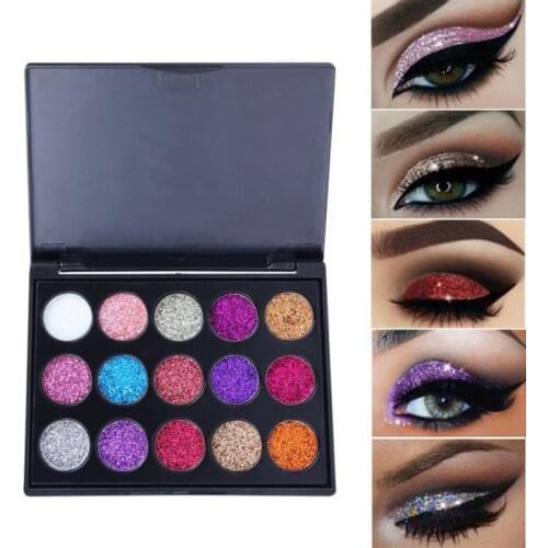 15 Color Pearl Metallic Diamond Glitter Eyeshadow Powder Palette Waterproof Eye Shadow Powder Eye Makeup Cosmetics TSLM1