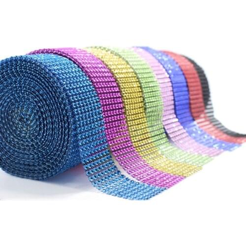 2yards 4cm Bling Diamond Mesh Wrap Ribbon Silver Acrylic Crystal Tape Rhinestone Mesh Roll Home Party Decoration Handmade Craft