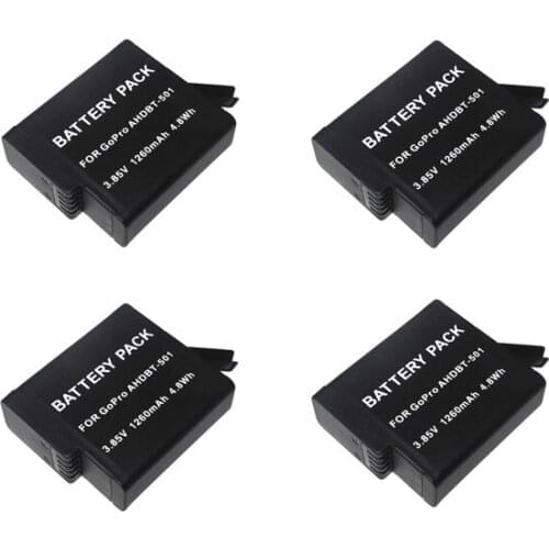 4PCS/LOT Gopro Accessories. AHDBT-501 AHDBT501 AHDBT 501 battery for GoPro HERO5 HERO 5 Black Video Camera