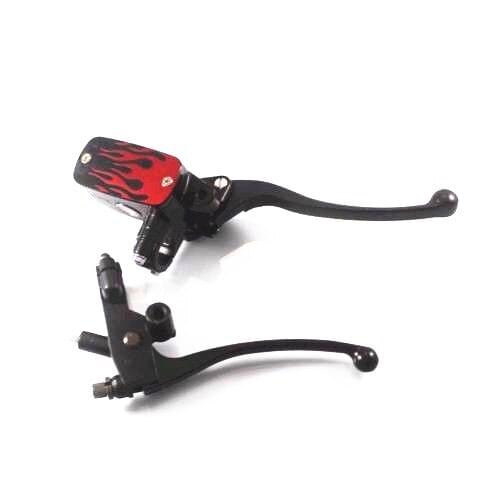 7/8" 22mm Handlebar Flame Control Reservoir Brake Clutch Levers Motorcycle Cruiser Bobber Chopper Touring Atv Scooter Offroad