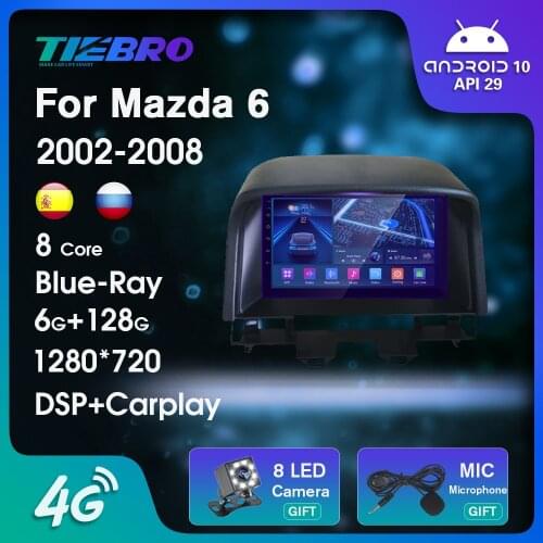 2DIN Android10.0 Car Radio For Mazda 6 2002-2008 Blu-ray IPS Car Receiver GPS Navigation Auto Radio Carplay Bluetooth Player IGO