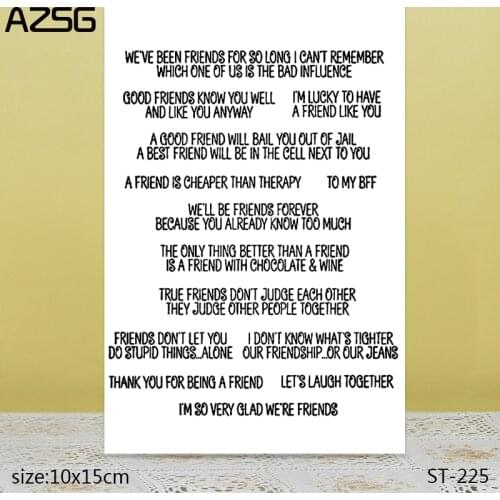 AZSG Precious Friendship / Good Friend Clear Stamps/Seal For DIY Scrapbooking/Card Making/Album Decorative Silicone Stamp Crafts