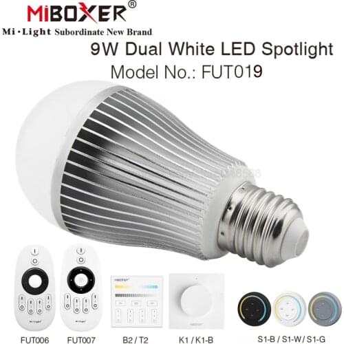 MiBoxer 2.4G 9W E27 CCT Dual White LED Bulb Color Temperature Adjustable Lamp AC85-265V FUT019 Support 2.4G Remote WiFi Control