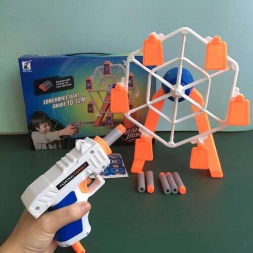 Electric Rotating Target Children Toy Puzzle Board Game Children Shooting Toy With 6Pcs Soft Bomb Best Gifts For Birthdays