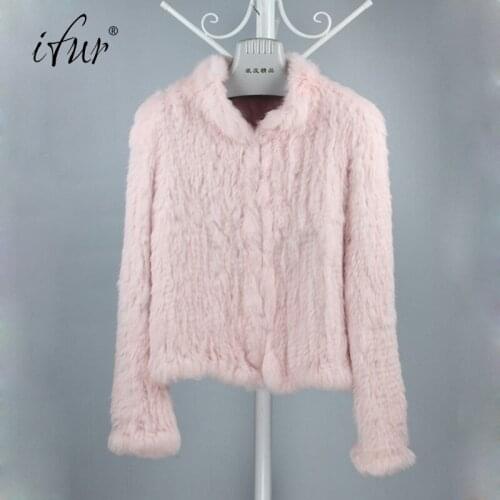 Ifur 2017 New Women Fashion Real Rabbit Fur Coat Mandarin Collar Fur Coat Long Customize Jacket Free shipping CRJ004