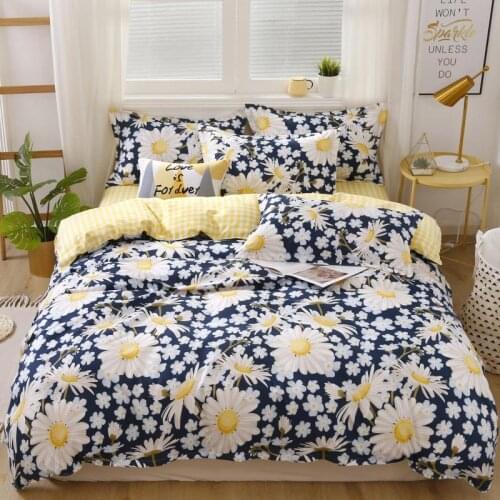Reactive Printing Sunflowers Bedding Set Home Vibrant Colors Canary Yellow Duvet Cover Set Beautiful Flower Ropa De Cama Cotton