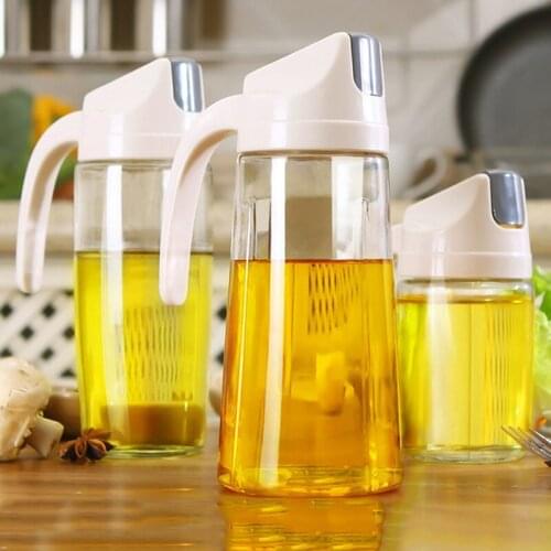 Kitchen Glass Oil Pot Olive Oil Vinegar Dispenser Sauce Boats Leakproof Automatic Cap Cooking Storage Cruet Kitchen Utensil