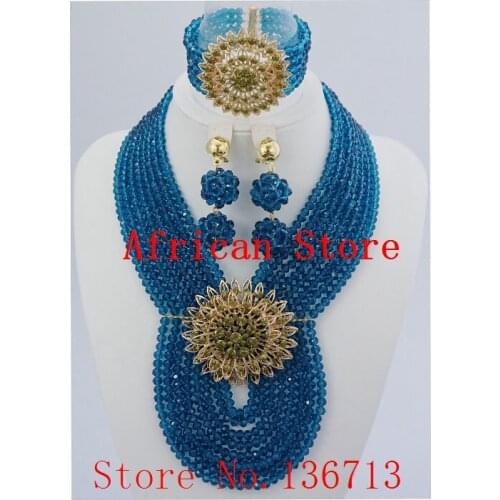 Fashion African Beads Jewelry Sets Nigerian Wedding Handmade Acrylic Beads Indian Multilayer Statement Necklace Earrings L027