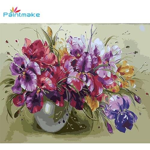Paintmake Frameless Picture DIY Painting By Numbers For Home Decor Wall Art Picture Gifts Oil Painting on Canvas Flowers 40*50cm