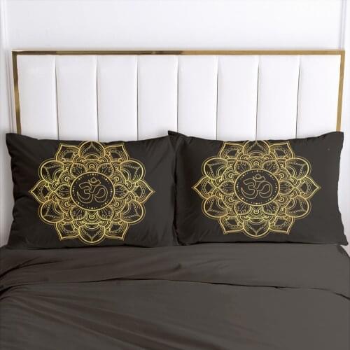 Custom 2PCS Pillow Cases Black Golden 3D HD Print Decoration Throw Pillow Cover Bedding PillowCase 80x80cm 70x70cm 50x75cm