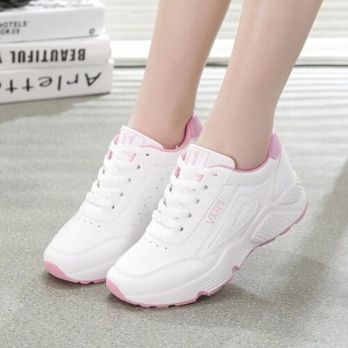 New Sneakers Women 2021 Breathable Mesh Casual Shoes Fashion Sneaker Lace Up White Leisure Female Vulcanize Shoe Platform