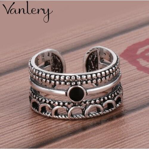 New Arrivals Charming Black Round Ring for Women Boho Knuckle Party Rings Gothic Punk Jewelry Gifts for Girls