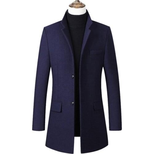 New arrivals Woolen Trench Coat Men Fashion Thick Overcoat Single Breasted Casual Men Wool Blends Coat,4 Color,M-4XL