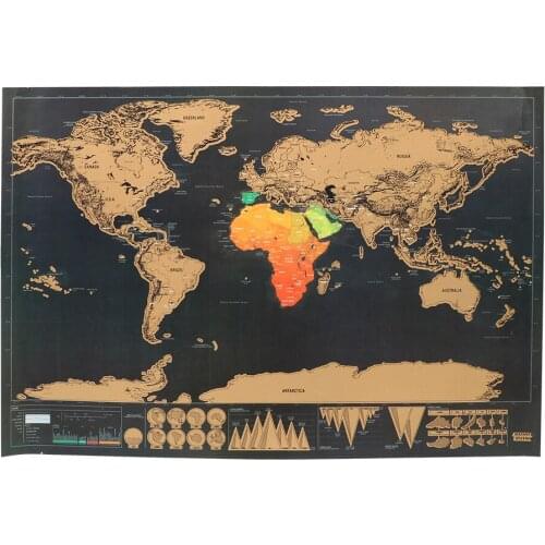 Personalized Journal Travel Erase Black Map Poster 1PC Home Decor Wall Stickers Deluxe Edition Scratch World Map New