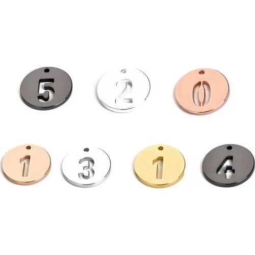 Electroplating multicolor brass 0-9 hollow Arabic numerals personalized pendant charm fashion DIY jewelry accessories