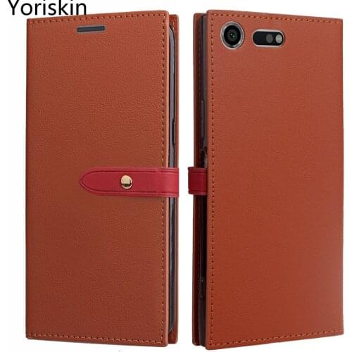 Luxury Folio Flip Leather Phone Case For Sony Xperia XZ Premium Wallet With Card Slot Case/Brown