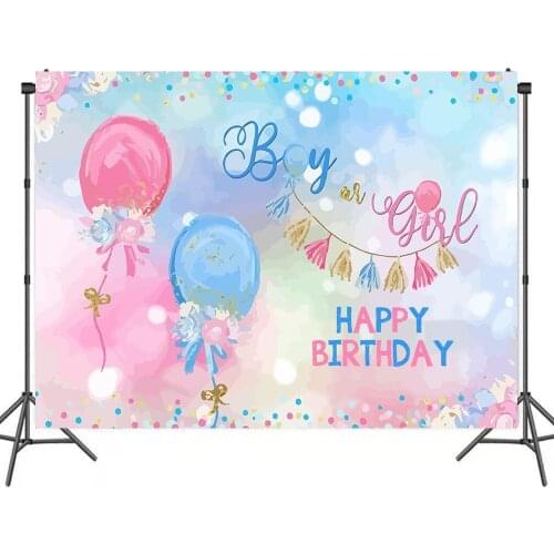 Pink Blue Balloon Gender Reveal Party Photo Backdrops Background Decorations for Birthday Party Portrait Photography Props