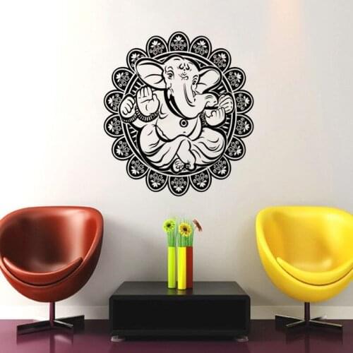 Removable Wall Decal Indian Pattern Wall Mural Ganesha Elephant Wall Sticker Vinyl Wall Decals For Home Decor Y-517
