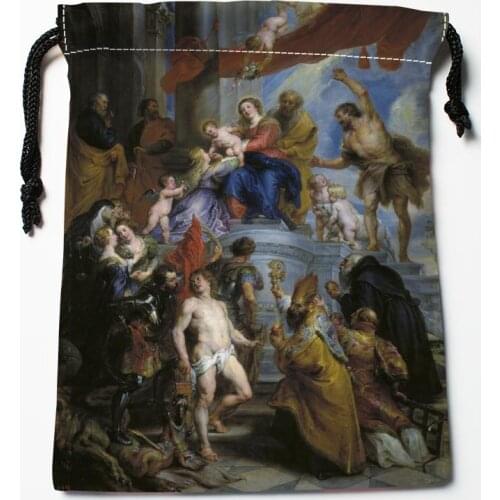 Best Western Oil Painting 03 Drawstring Bags Custom Storage Printed Receive Bag Compression Type Bags Size 18X22cm Storage Bags