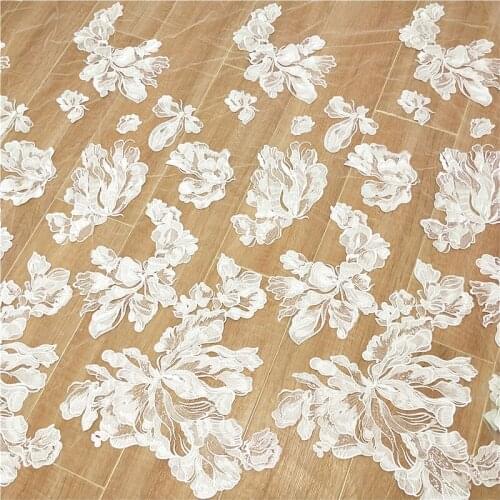 Bridal Wedding Dress Lace Fabric Luxury Sequin Evening Dress Ivory sell for 1 Yard