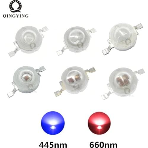 10pcs High Power 1W 3W 5W Grow Light LED Bulb Chips Royal Blue 445nm Deep Red 660nm SMD COB Diode For Plant Grow Light Source