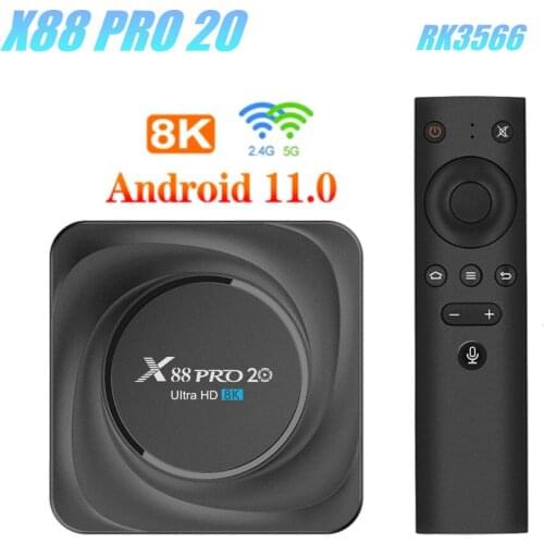 X88 PRO 20 RK3566 Android 11.0 Smart Set Top Box 4G/8G 32G64G/128G 2.4G&5GHz Dual Wifi 4K Set top box Media player