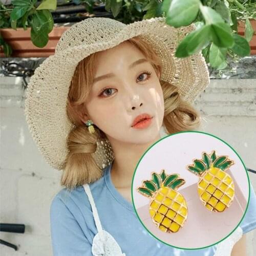 Korean version of the new fashion jewelry pineapple earrings cute fruit bohemian earrings female elegant party earrings