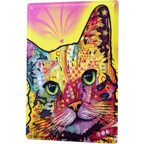 SINCE 2004 Tin Sign Metal Plate Decorative Sign Home Decor Plaques Cat Colorful cat