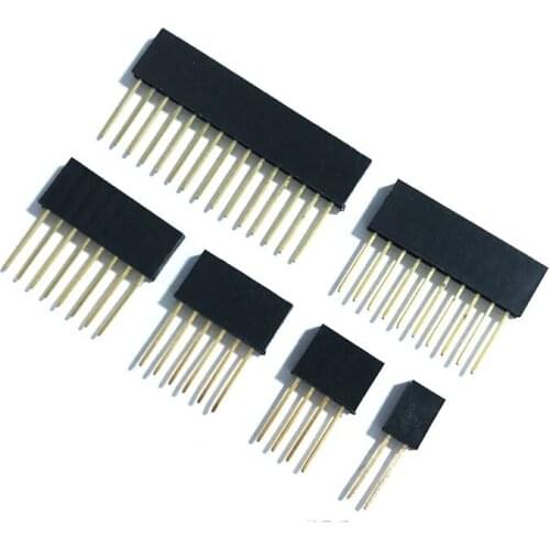 10pcs/lot Pin Header 8 pin 2.54MM 10MM Long Needle Female Pin Header Strip Stackable Header Connector 8pin 4pin 6pin 10pin 15pin